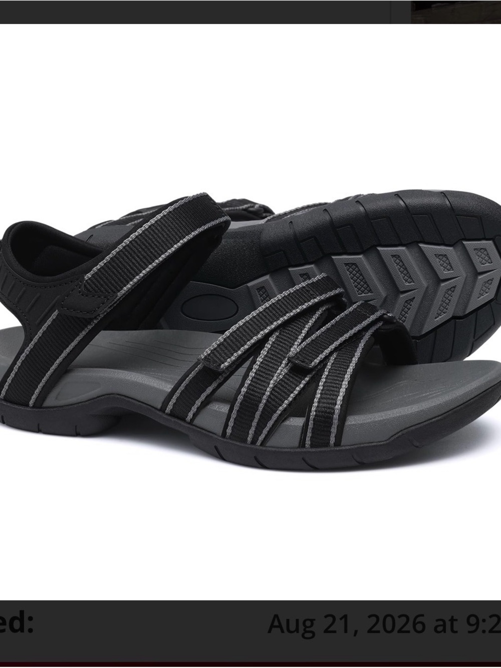 Women's Black Comfort Strappy Sandals - Adjustable Outdoor Style